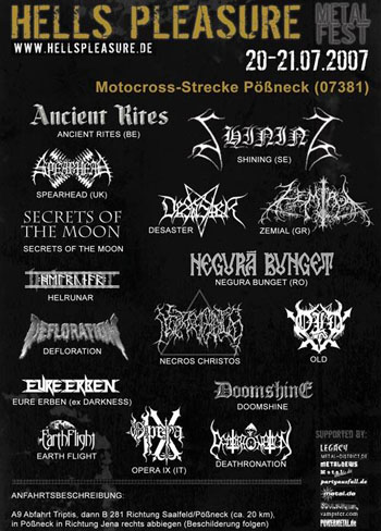Hells Pleasure - Running Order and other News
